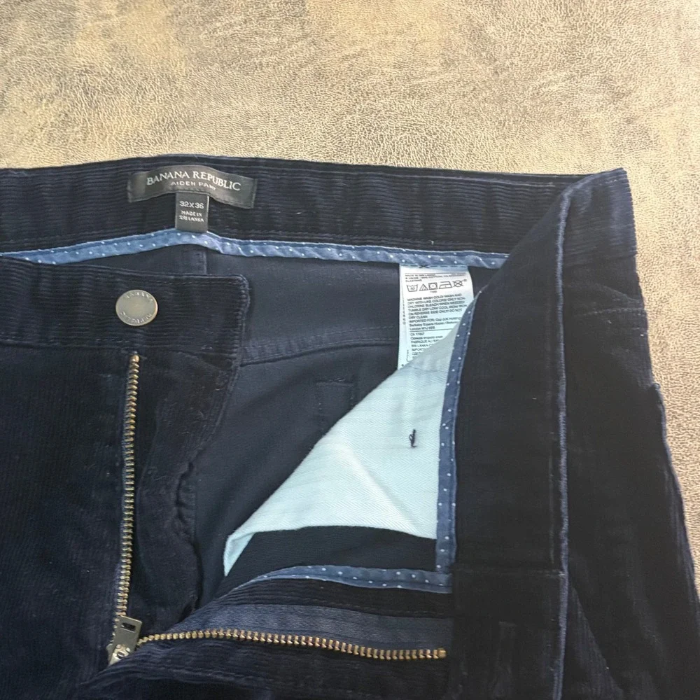 Banana Republic Aiden Corduroy Pants Mens 32x36 Navy Blue Slim Fit 304272-01
